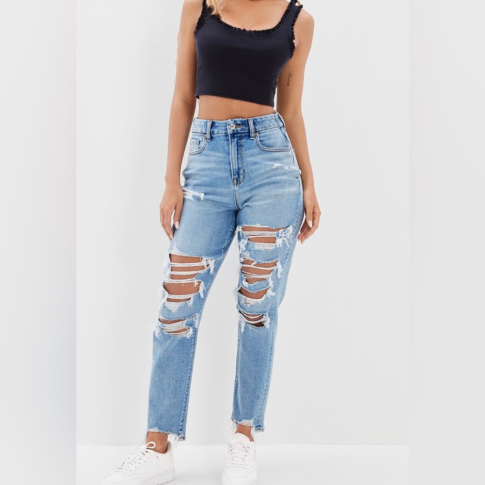 AE Stretch Ripped Curvy Mom Jean
